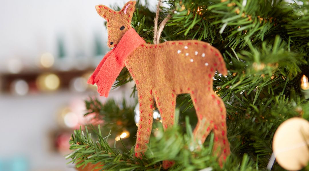 Hand-Stitched Deer Ornament