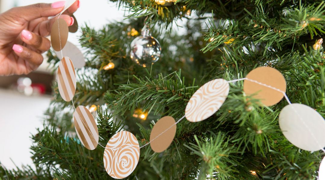 Gold and White Paper-Punched Tree Garland