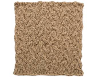 Cabled Afghan: BLOCK E - Stockinette Cables Square
