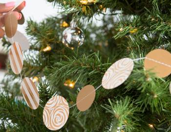 Gold and White Paper-Punched Tree Garland